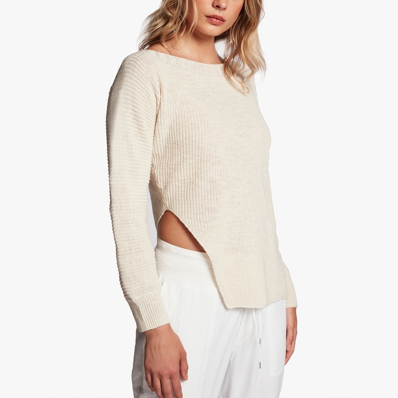 Cotton Linen Boat Neck Sweater – Ivory