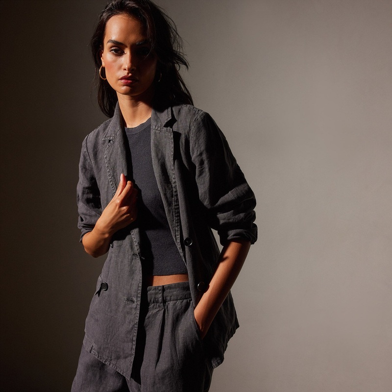 Double Breasted Linen Blazer – Magma Pigment