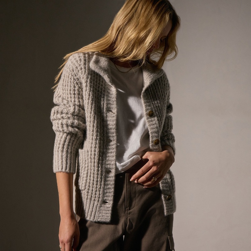 Cashmere Chunky Waffle Cardigan – Hazel