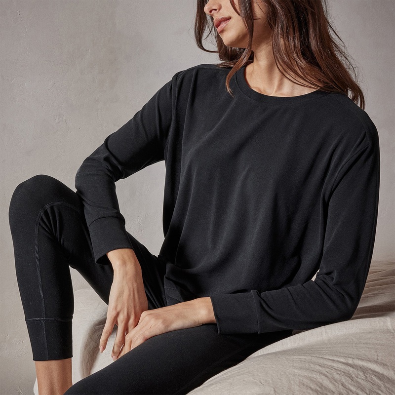 Drop Shoulder Lounge Top – Black