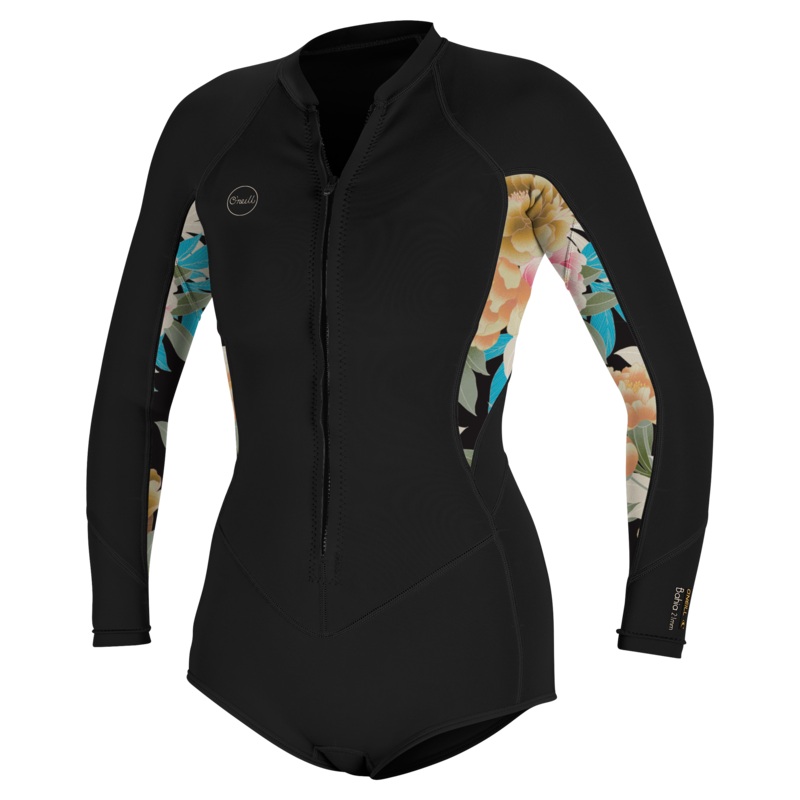 O’Neill Bahia 2/1 Front Zip Long Sleeve Short Spring Wetsuit Black/Mikahfloral/Black