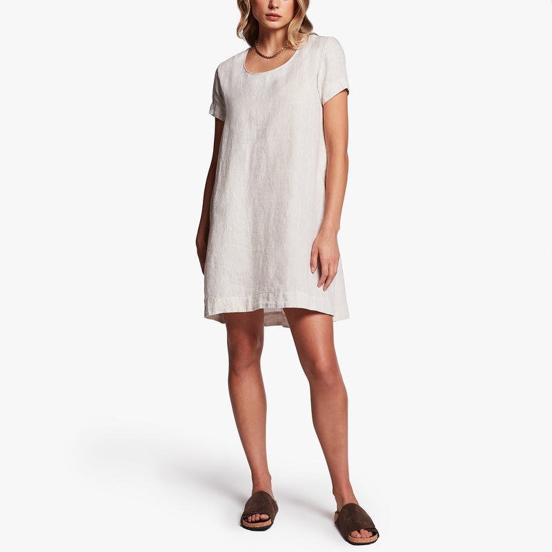 Linen Back Pleat Shift Dress – Wheat