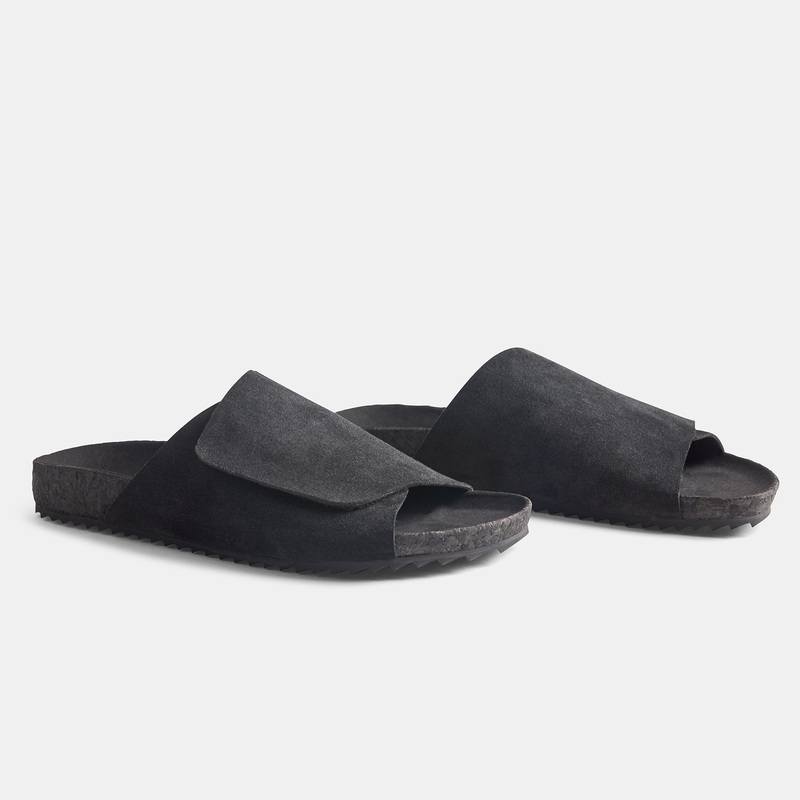 Men’s Velcro Suede Slide – Black