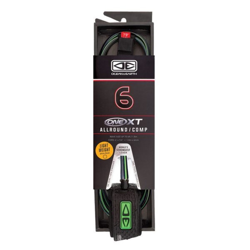 Ocean And Earth All Round Comp One-XT Leash – 6ft Black/Lime