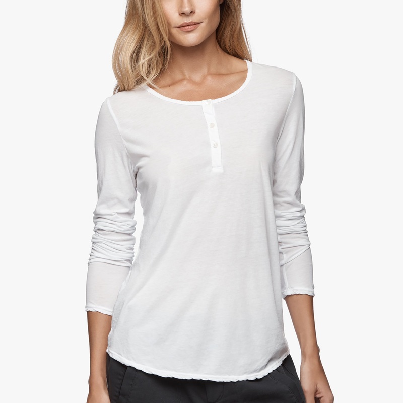 Button Down Henley – White