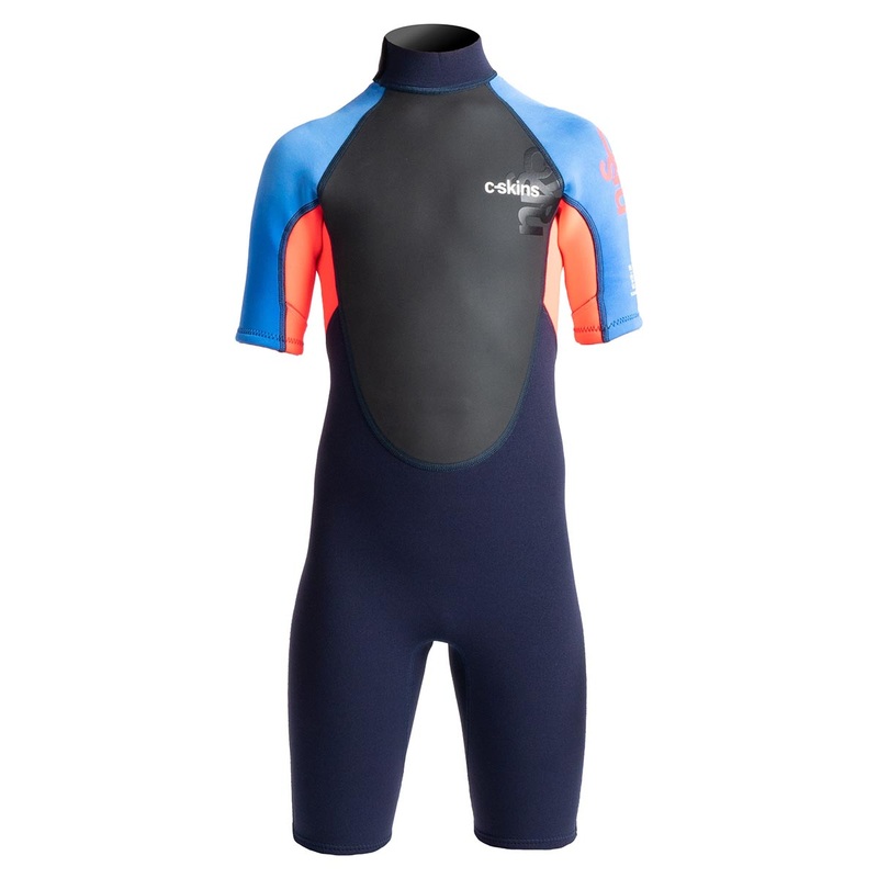 C-Skins Junior Element 3/2mm Shorty Back Zip Wetsuit – Slate Navy/Red/Blue