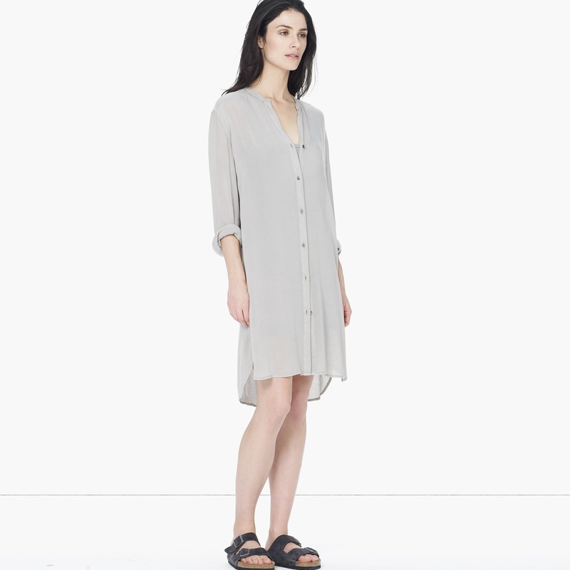 Collarless Shirt Dress – Shadow