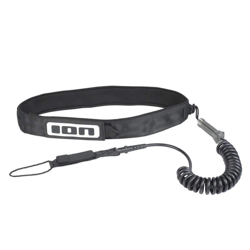 ION Wing/SUP Core Coiled Hip Safety Leash-Black-8′