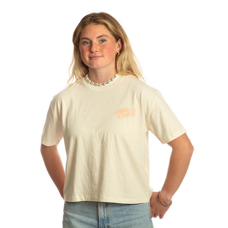 Tiki Retro Palm T-Shirt Beige