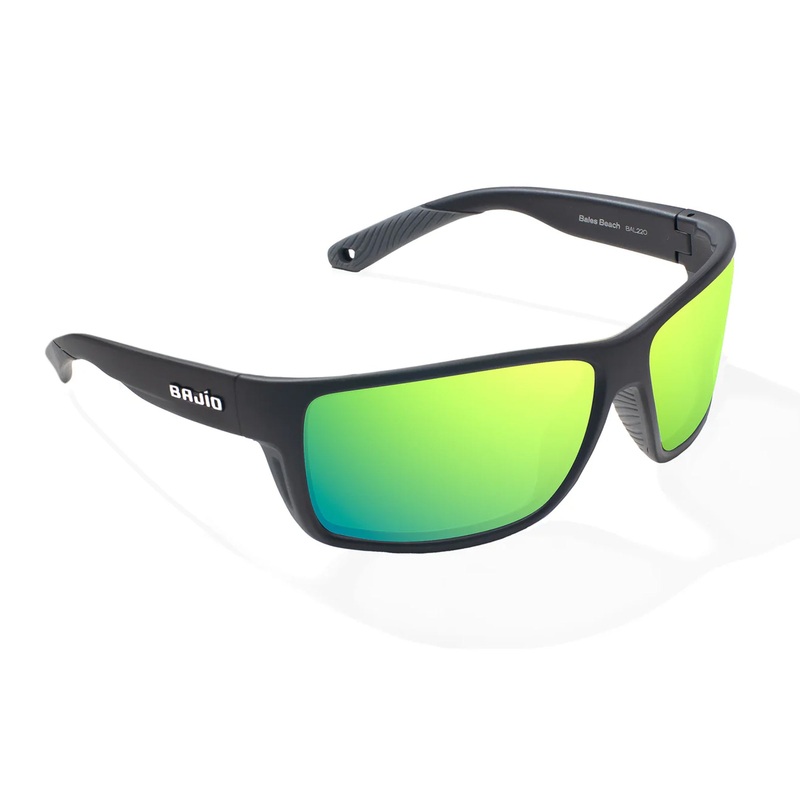 Bajio Bales Beach Large Men’s Sunglasses – Black Matte/Green Mirror Polarized