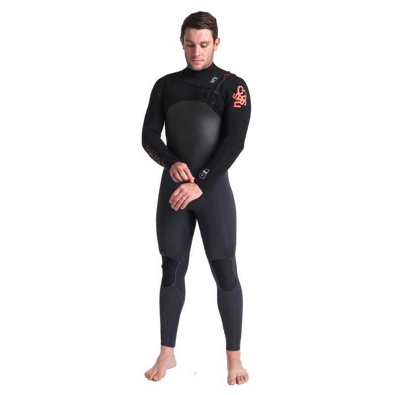 C-Skins Wired 5/4mm Chest Zip Wetsuit – Anthracite/Black/Warm Red