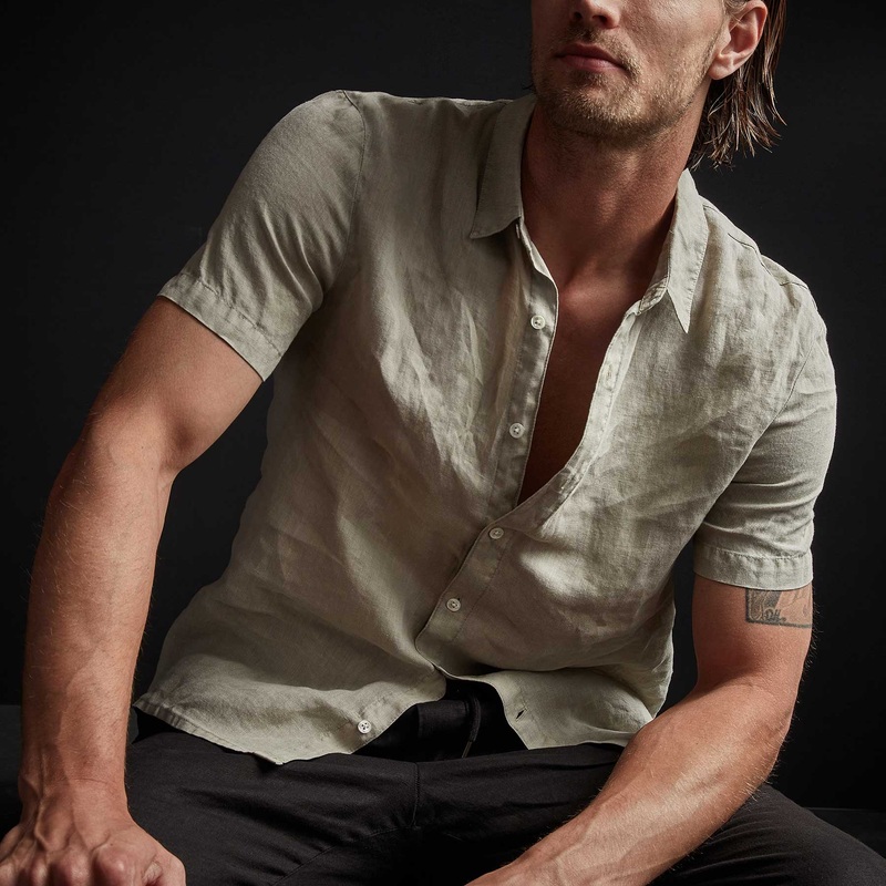 Garment Dyed Short Sleeve Linen Shirt – Mineral Pigment