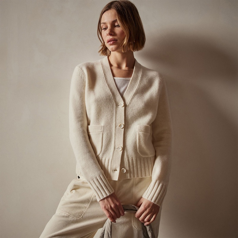 Shrunken Recycled Cashmere Cardigan – Ivory