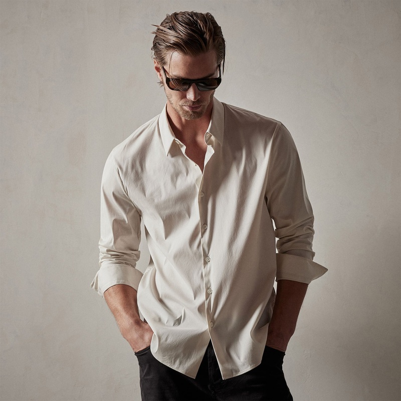 Matte Stretch Poplin Dress Shirt – Sand