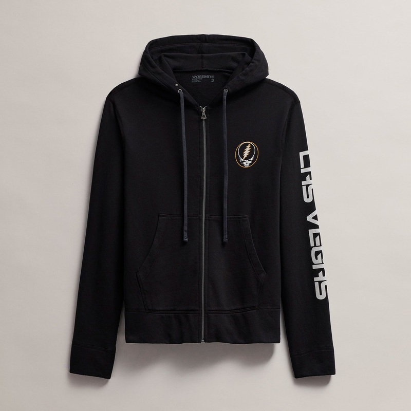 Men’s Grateful Dead Skull Full Zip Hoodie – Black/Cadmium