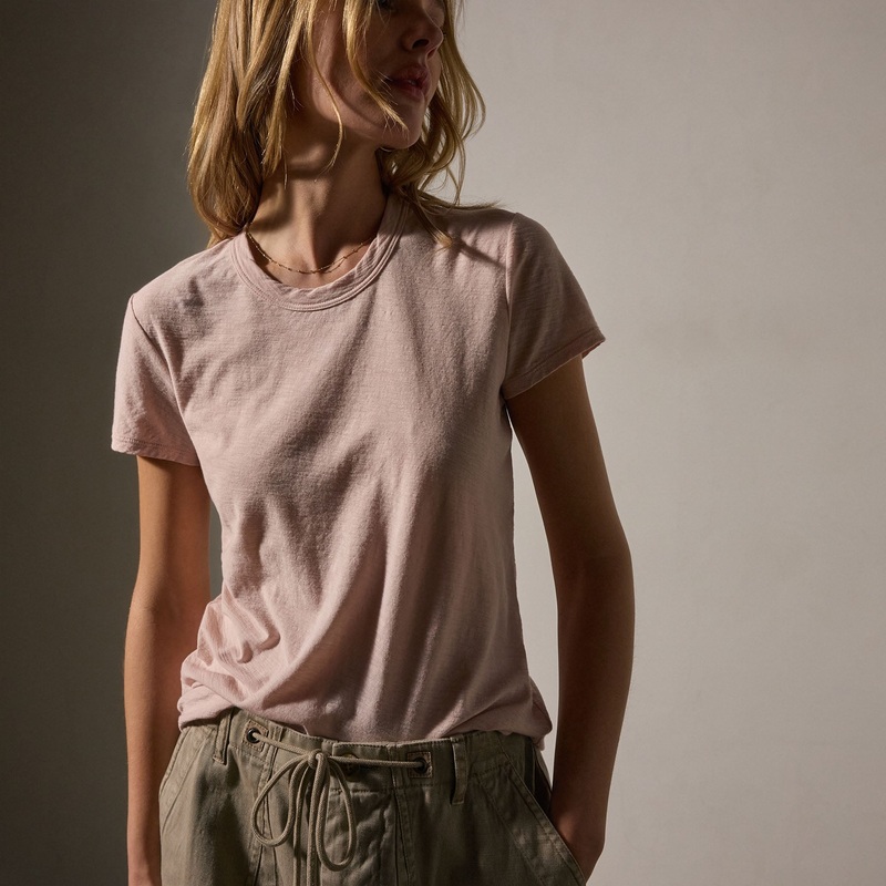Sheer Slub Crew Neck Tee – Rosewater