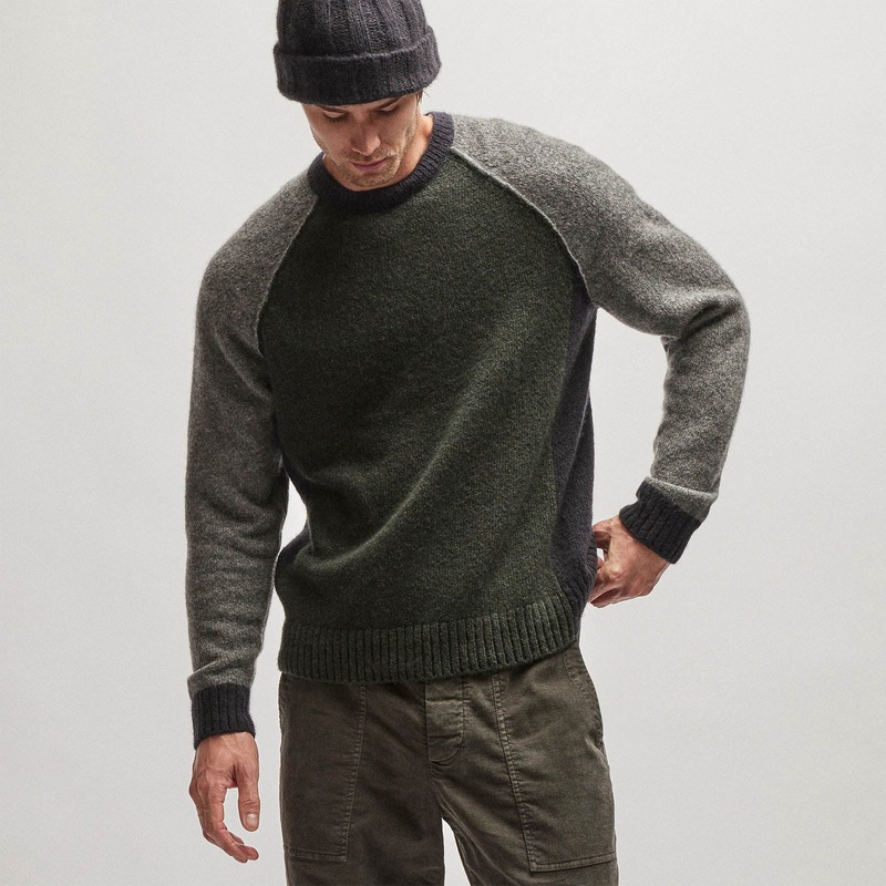 Cashmere Raglan Sweater – Shamrock/Thunder/Black