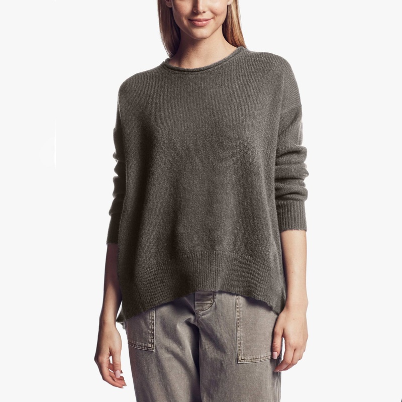 Lightweight Textured Cashmere Crew – Jungle