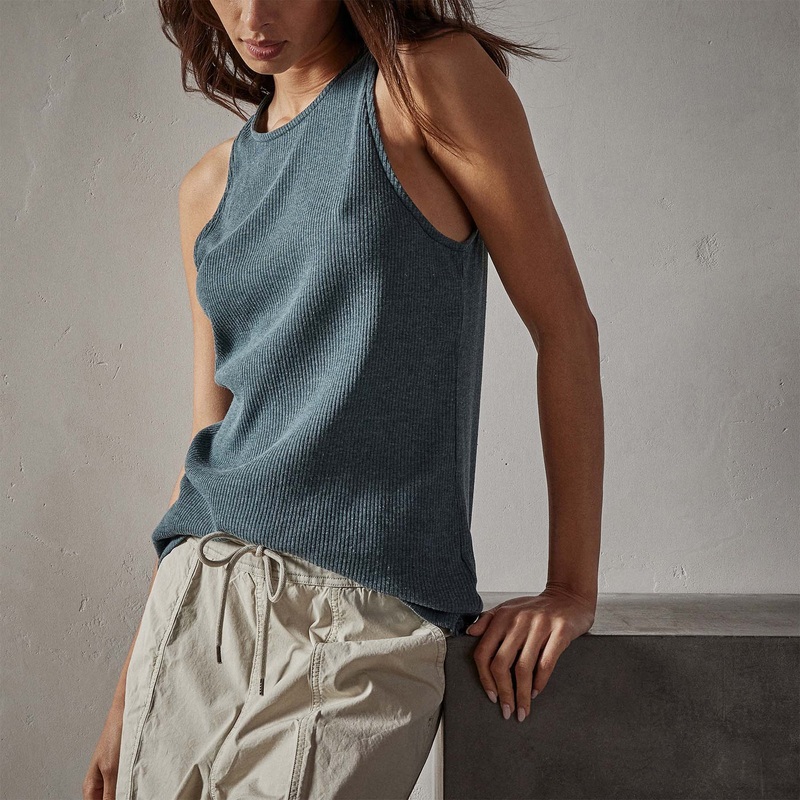 Clean Cut Away Ribbed Tank – Laurel