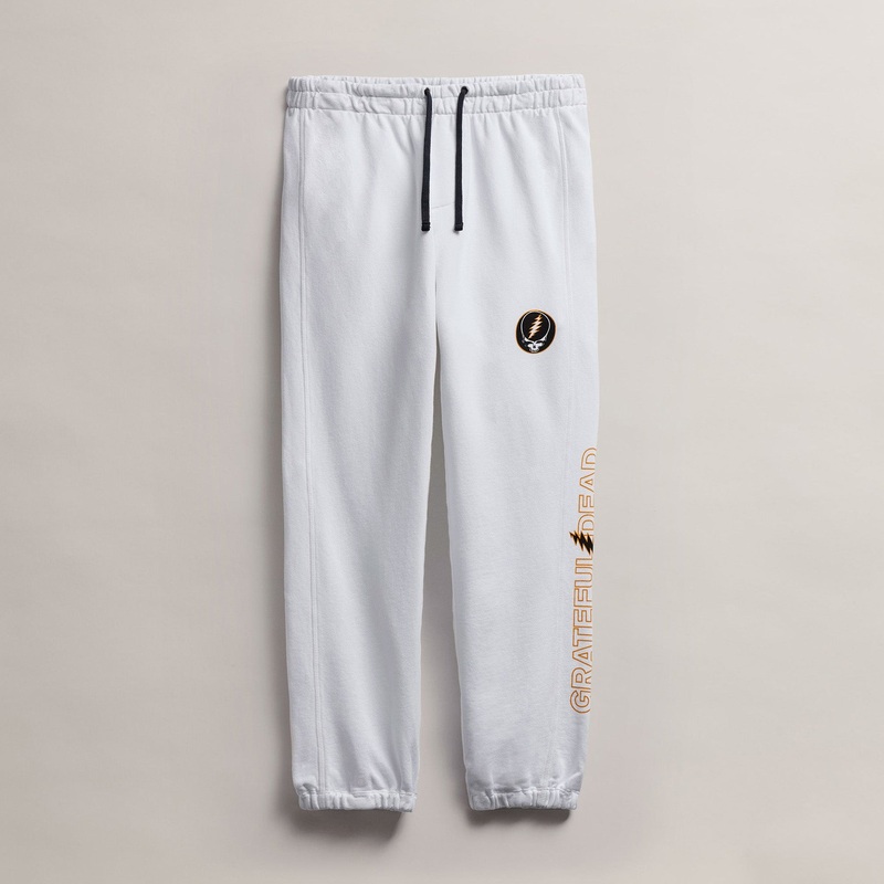 Men’s Grateful Dead Skull Sweatpant – White/Cadmium