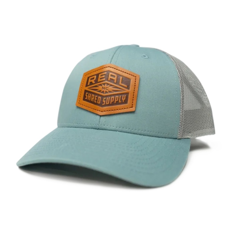 REAL Shred Supply Leather Badge Hat-Smoke Blue/Aluminum