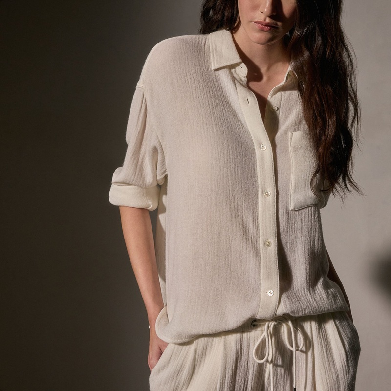Relaxed Wool Blend Shirt – Ivory