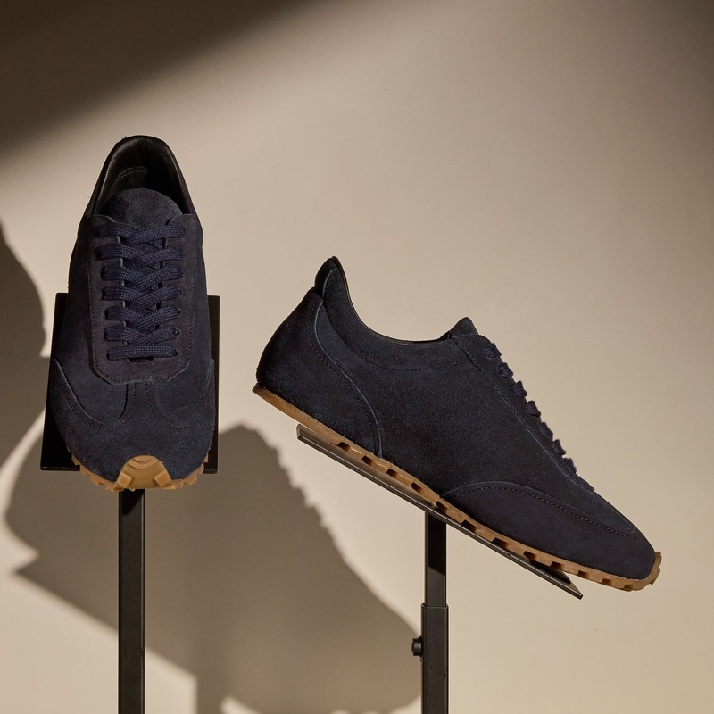 Women’s Suede Low Running Sneaker – Navy