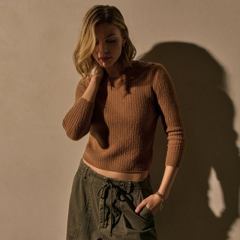 Brushed Merino Cashmere Blend Top – Whiskey