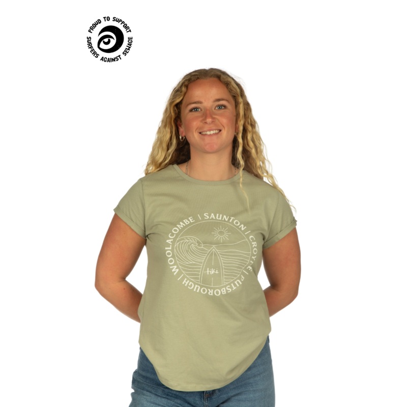 Tiki North Devon Womens Front Print T-Shirt Light Olive