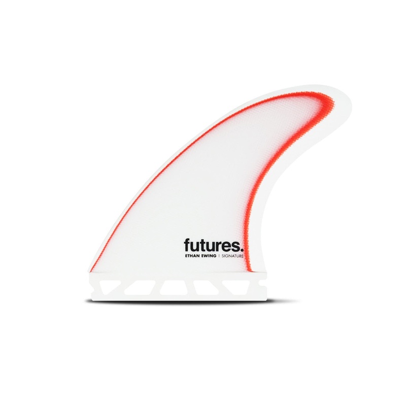 Ethan Ewing Signature Fibreglass Large Thruster Fin Set – White/Red
