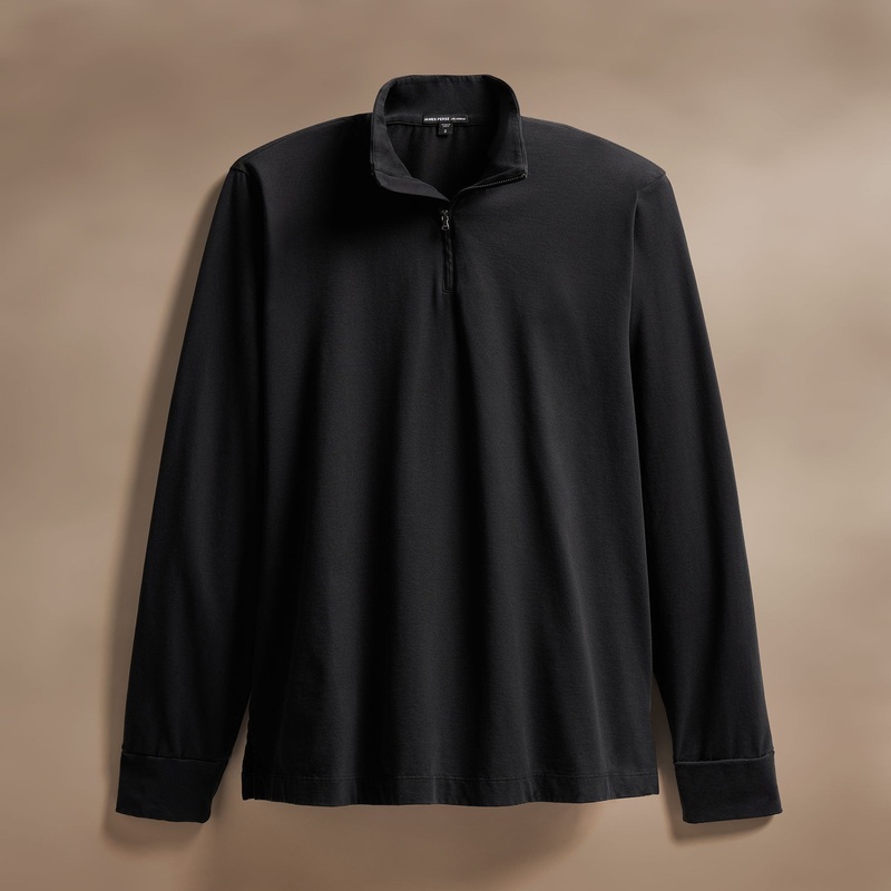 Heavy Luxe Jersey Half Zip – Black