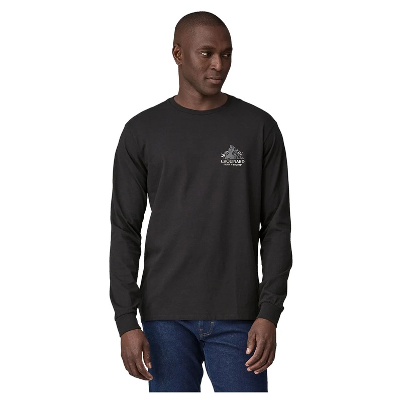 Patagonia Men’s Long Sleeved Chouinard Crest Pocket Responsibili-Tee – Black