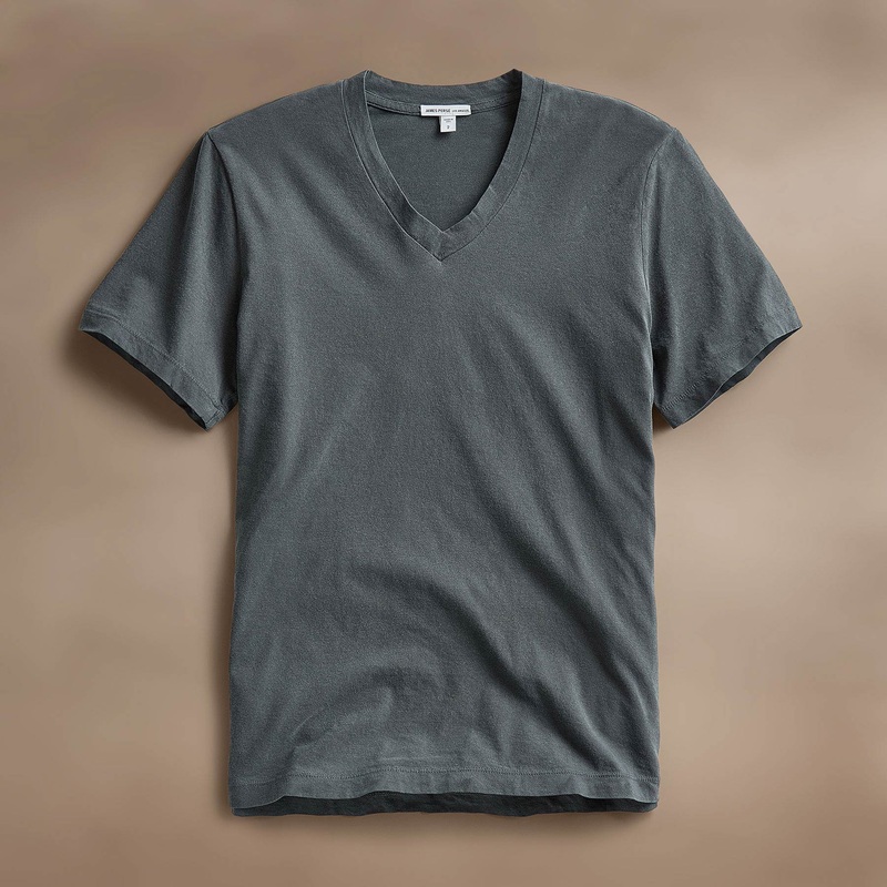 Short Sleeve V Neck – Asphalt Pigment