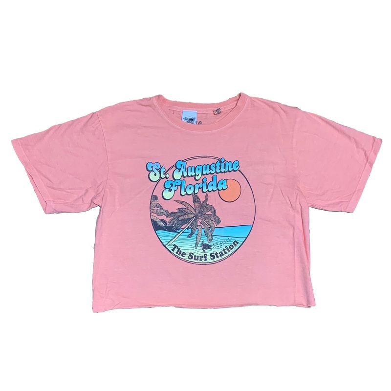 Surf Station Beach Women’s Cropped S/S T-Shirt – Pink