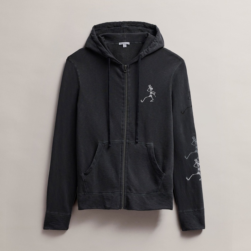 Men’s Grateful Dead Dancing Skeleton Full Zip Hoodie – Carbon Pigment