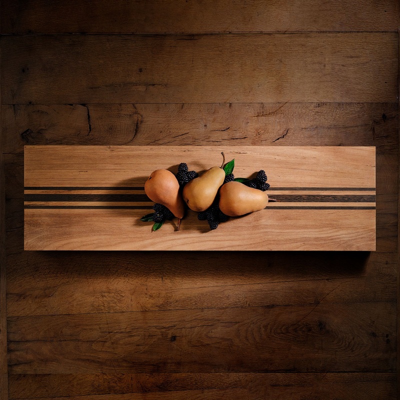 9X30″ Teak Serving Board – Teak/Natural Finish with Triple Stripe