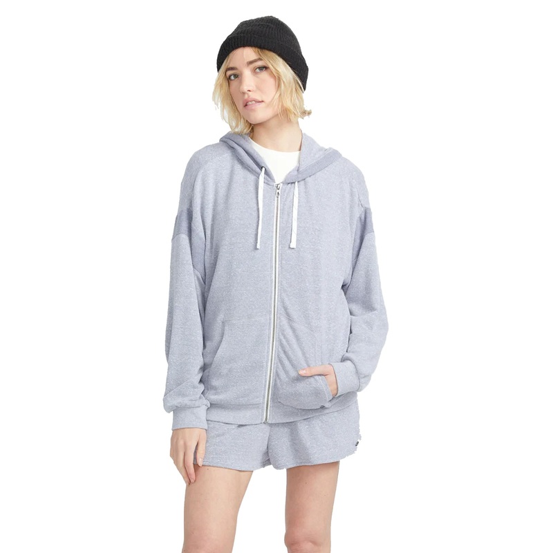 Volcom Lived In Lounge Frenchie Zip Women’s Hoodie – Denim