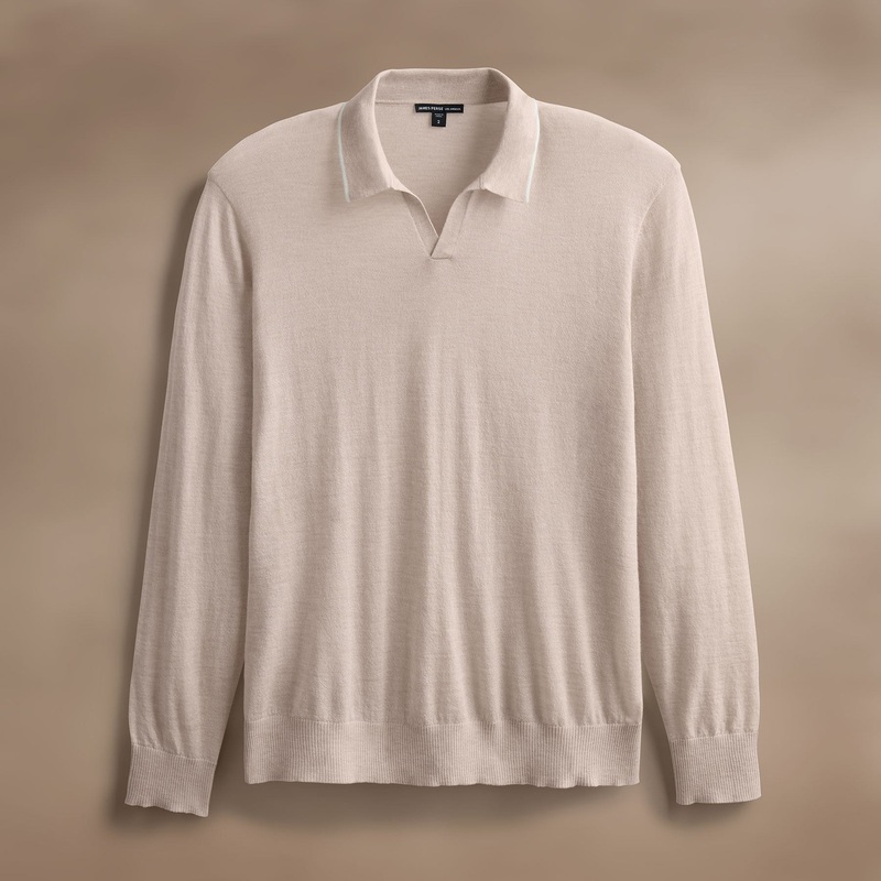 Ultrafine Cashmere Tipped Open Polo – Balsa/Ivory