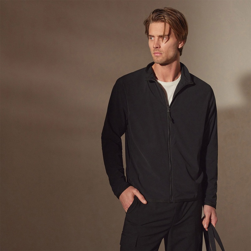 Mesh Line Zip Up Sport Jacket – Black