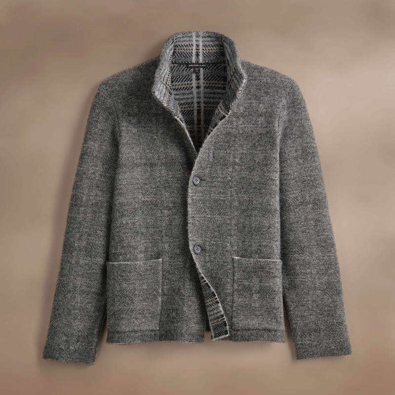 Jacquard Wool Alpaca Knit Jacket – Multi Grey