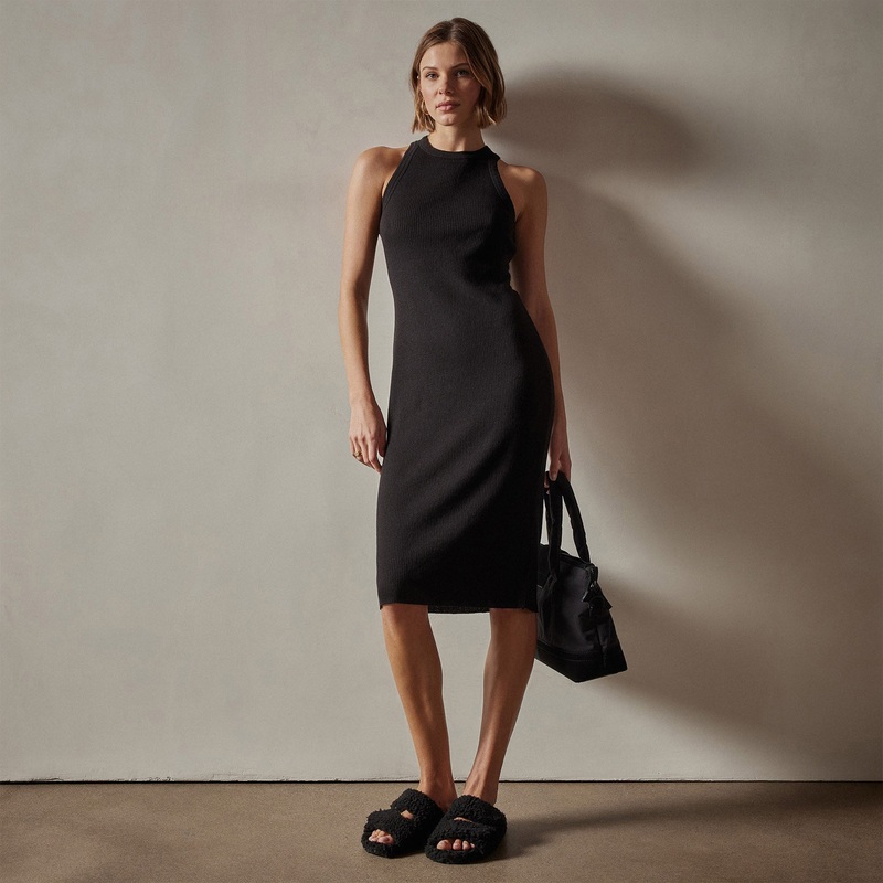 Cotton Cashmere Tank Dress – Black