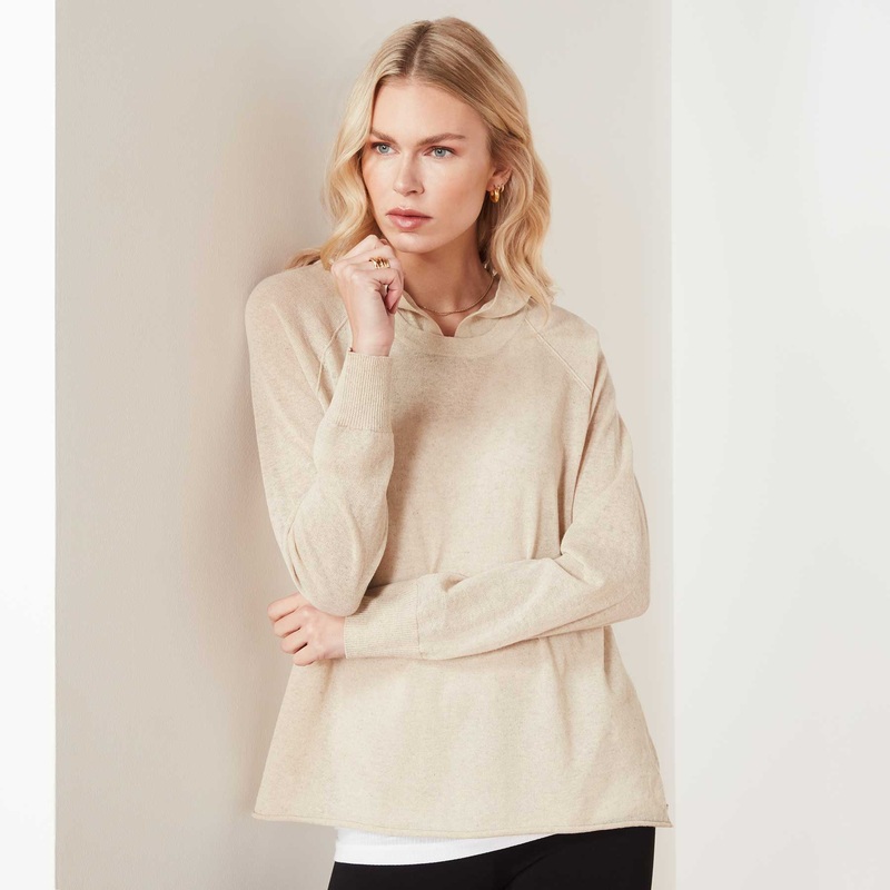 Cotton Linen Raglan Hoodie – Natural