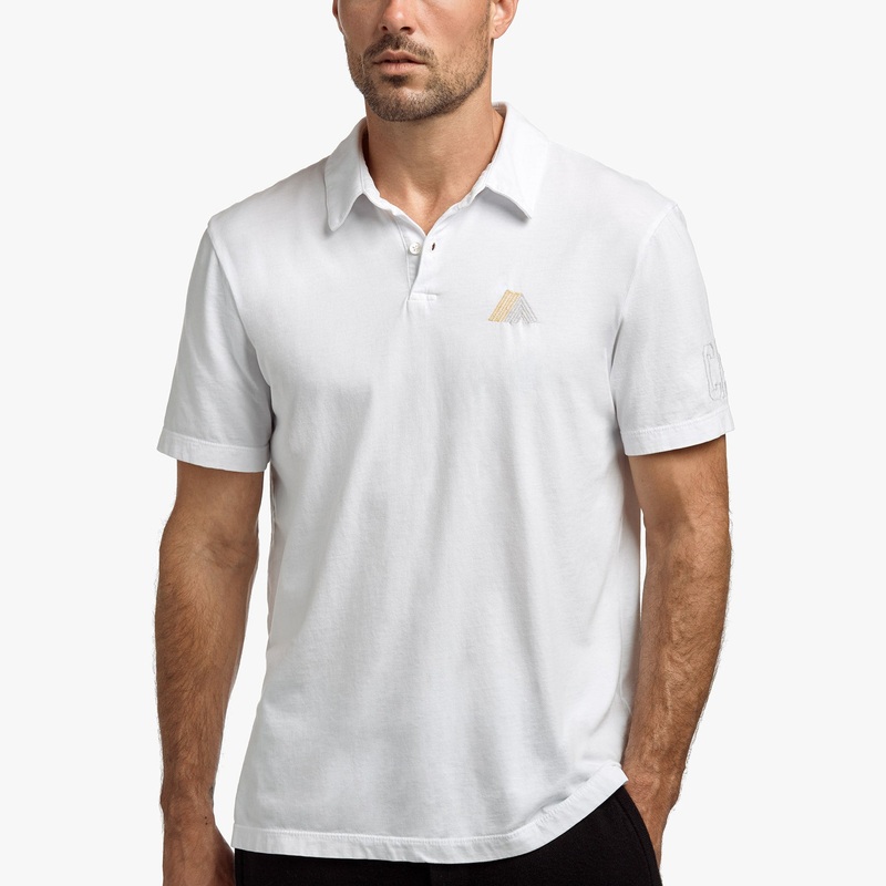 Sueded Jersey Mountain Graphic Polo – White