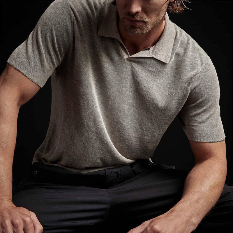 Double Layer Linen Polo – Natural/Black