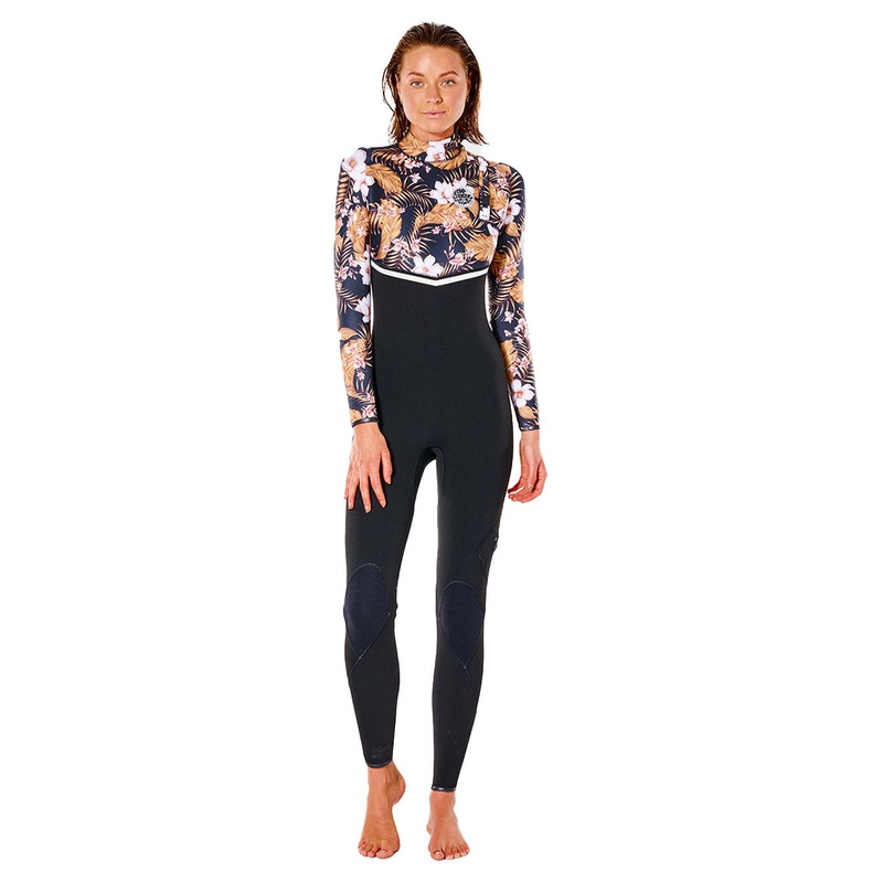 Rip Curl Women’s E Bomb 4/3mm Zip Free E6 Wetsuit – Black/Gold