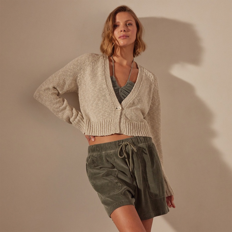 Cotton Linen Cropped Cardigan – Natural