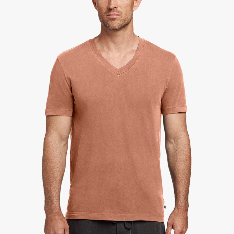 Short Sleeve V Neck – Orange Pigment