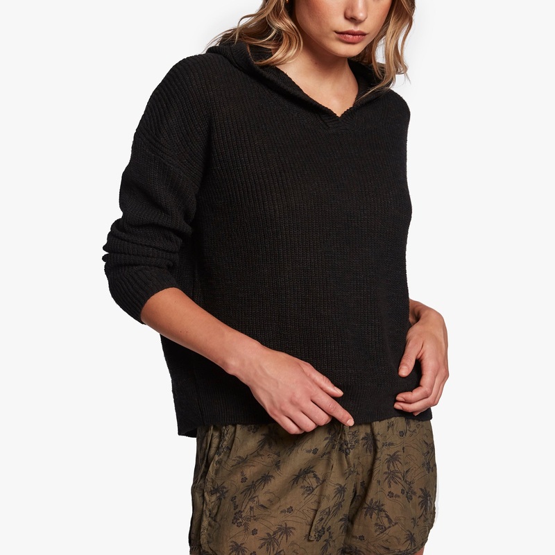 Cotton Linen Hoodie – Black