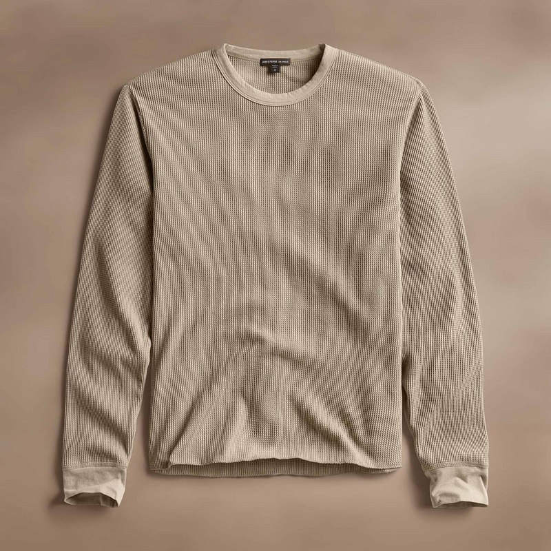 Cotton Linen Waffle Crew – Overcast