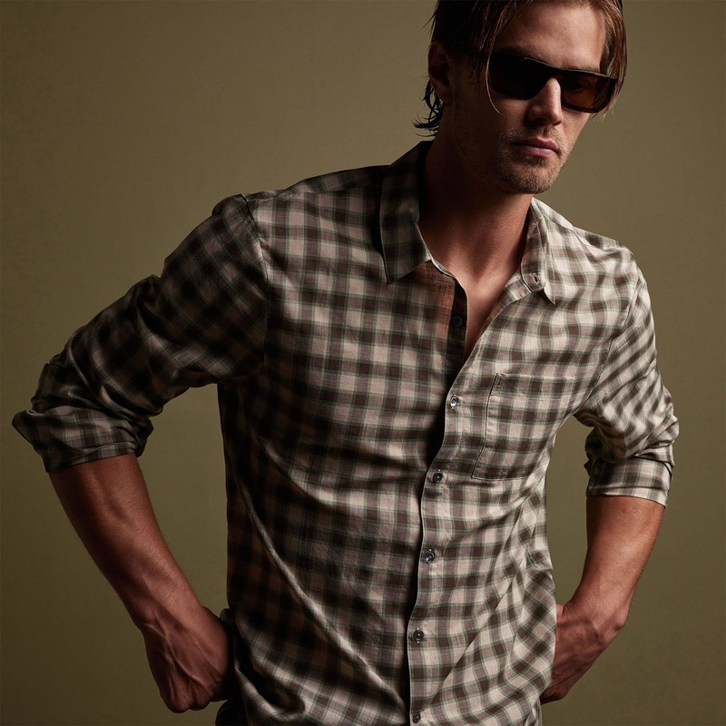 Cotton Plaid Shirt – Mineral/Jungle